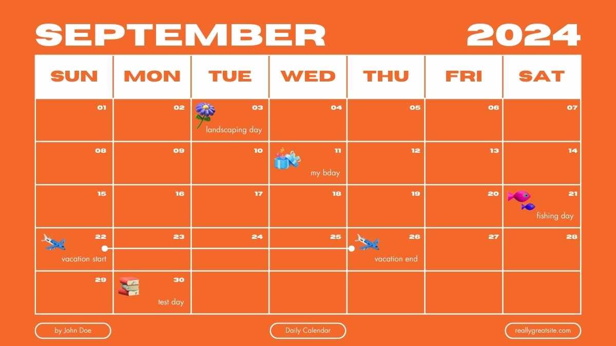 Modern 3D September Daily Calendar Slides - slide 4