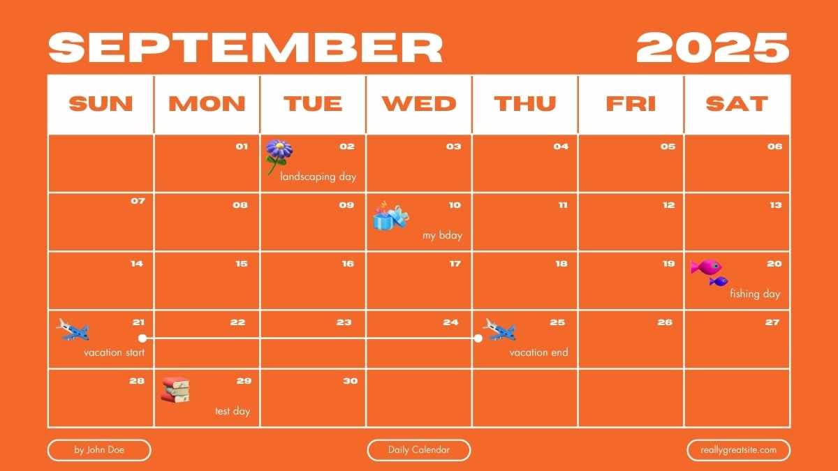 Plantillas Modernas de Calendario Diario 3D de Septiembre - diapositiva 4