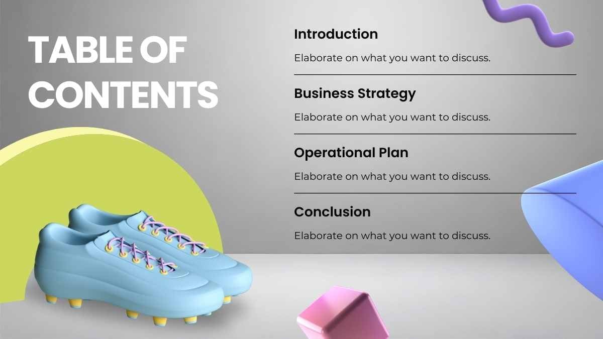 Slides de Plano de Negócios Moderno para Loja de Esportes 3D - deslizar 2