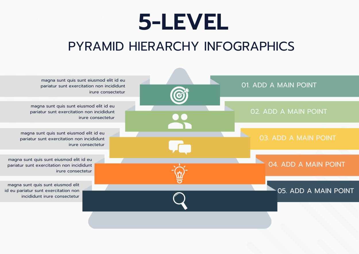 Modern 5-level Pyramid Hierarchy Infographics - slide 1