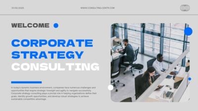 Slide Strategi Konsultasi Korporat Bergaya Grey