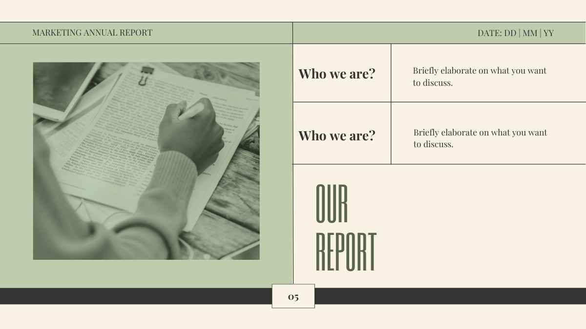 Green Modern Minimal Marketing Annual Report Slides - diapositiva 5