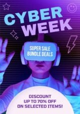 Slides Carnival Google Slides and PowerPoint Template Modern Neon Cyber Week Bundle Deals Poster 1