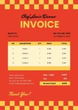 Modern Personal Chef Invoice