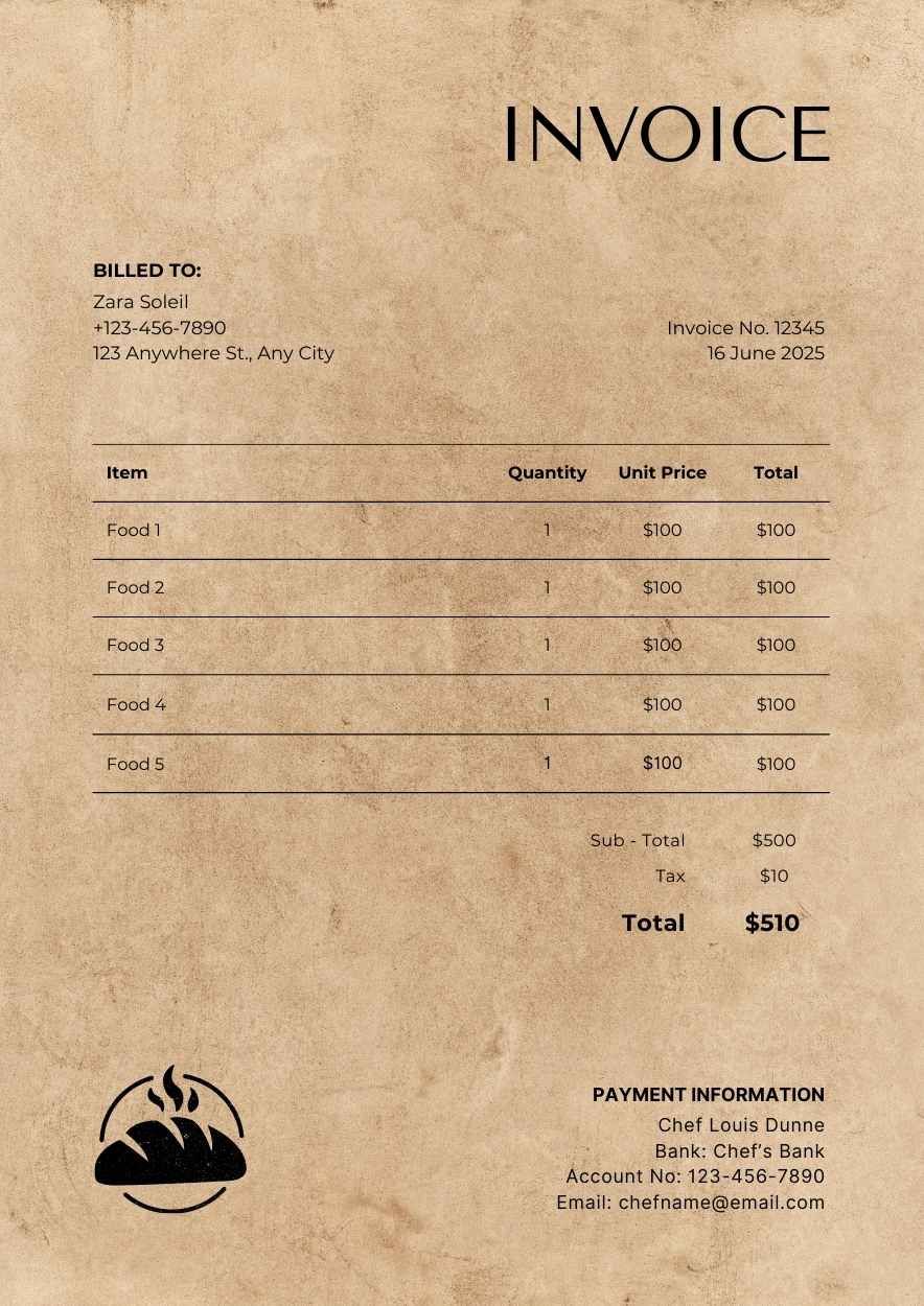 Modern Personal Chef Invoice - slide 2