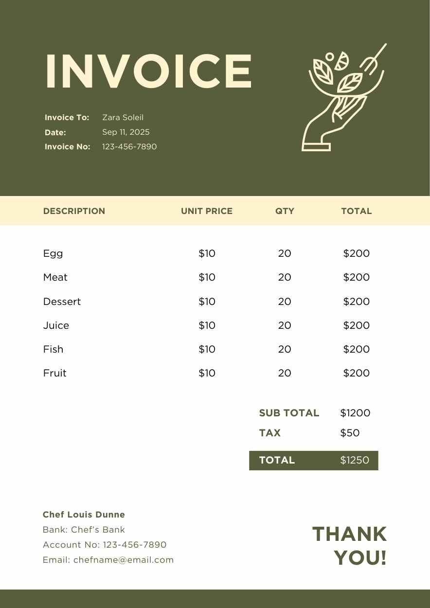 Modern Personal Chef Invoice - slide 3