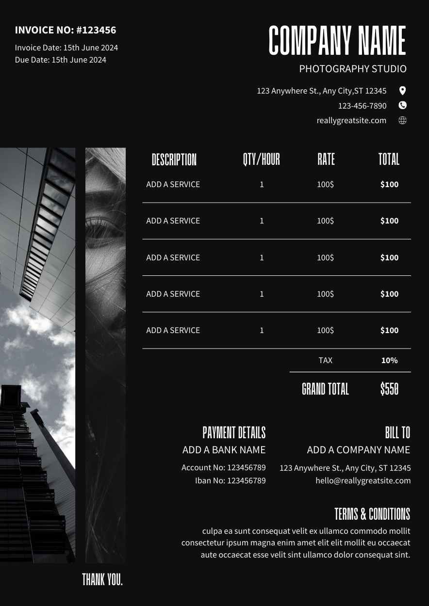 Modern Photography Invoice Template - diapositiva 3