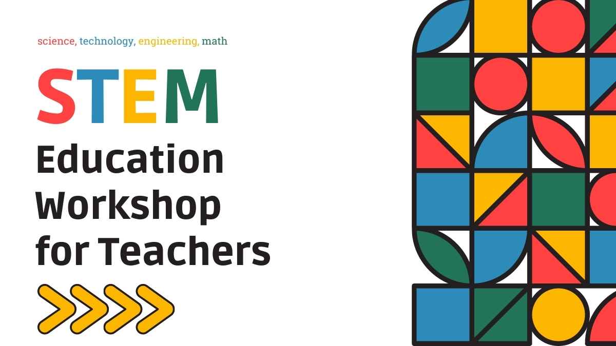 Oficina de Educação STEM Retro Multicolorida para Professores Apresentações - deslizar 1