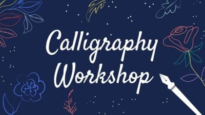 Navy Neon Botanical floral Calligraphy Workshop Slides