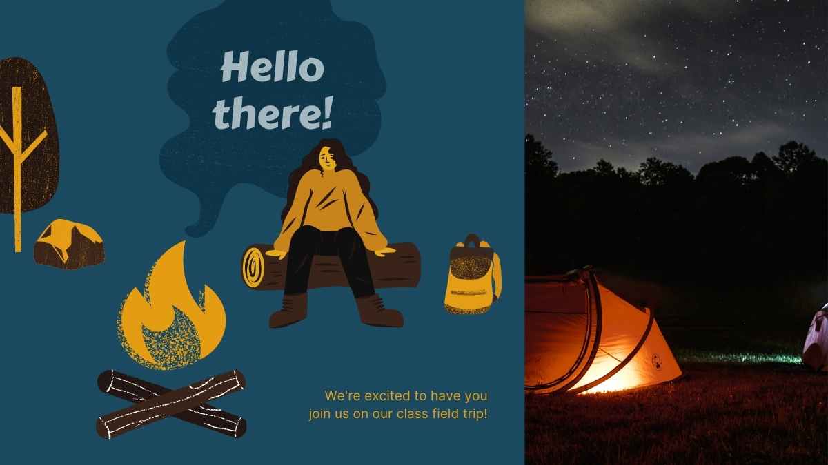 Apresentação Ilustrada de Viagem de Campo para Camping - deslizar 4