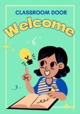 Neon Classroom Door Welcome Poster