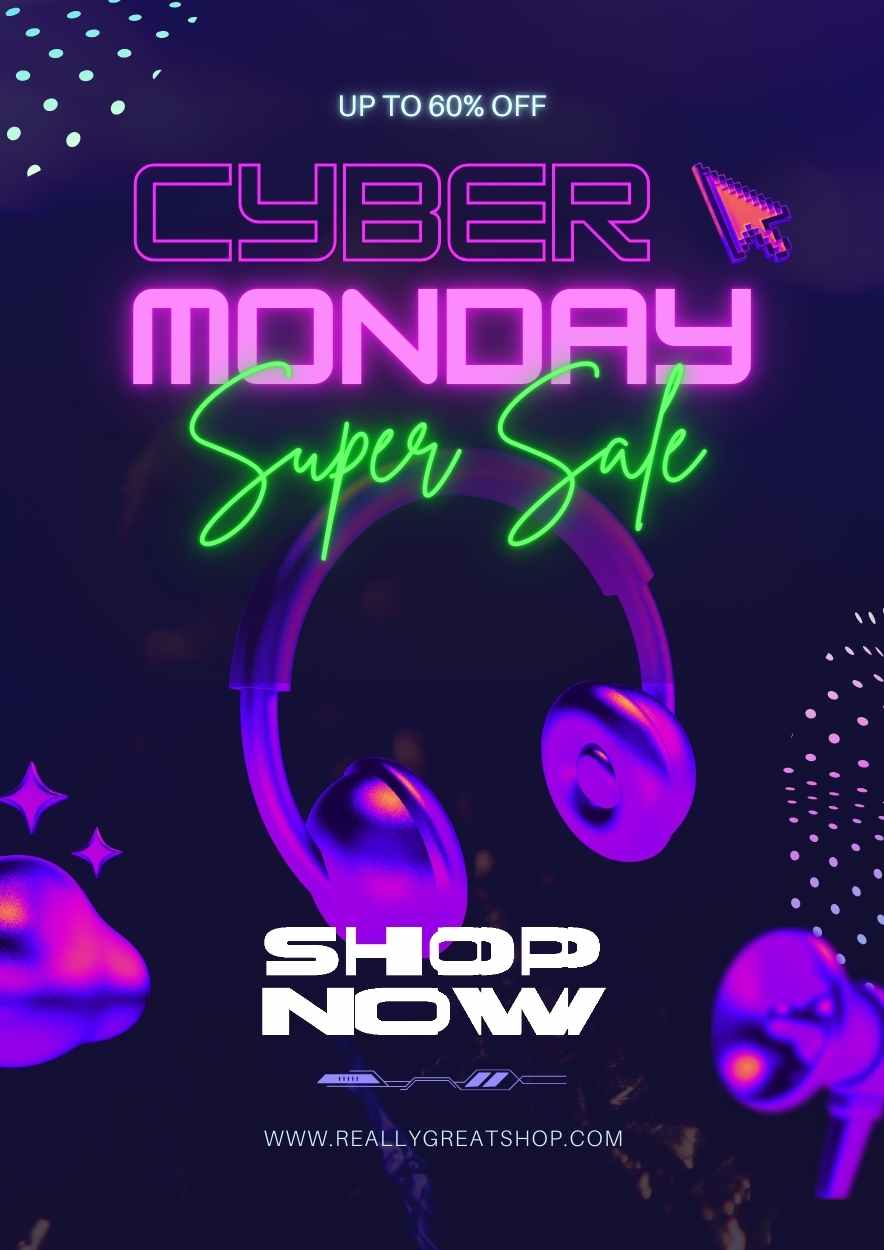 Neon Cyber Monday Sale Flyer - slide 1