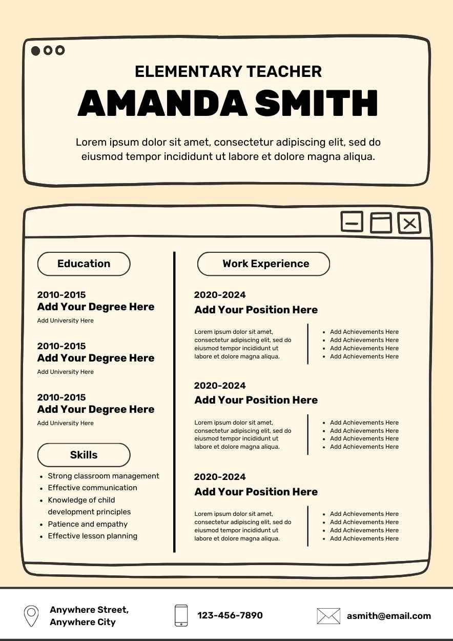 Simple Elementary Teacher CV Resume - diapositiva 2