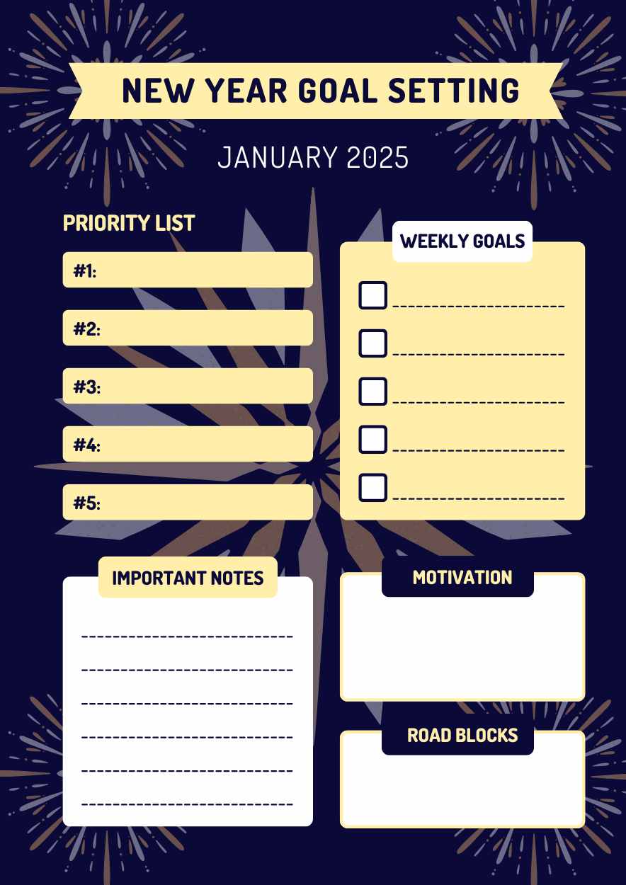 New Year Goal Setting Worksheet - slide 1