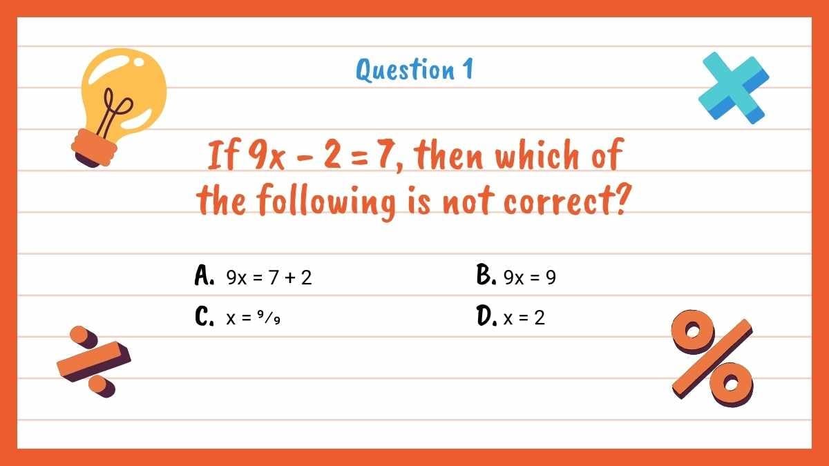 Slides de Quiz de Matemática com Ilustrações Fofas - deslizar 12