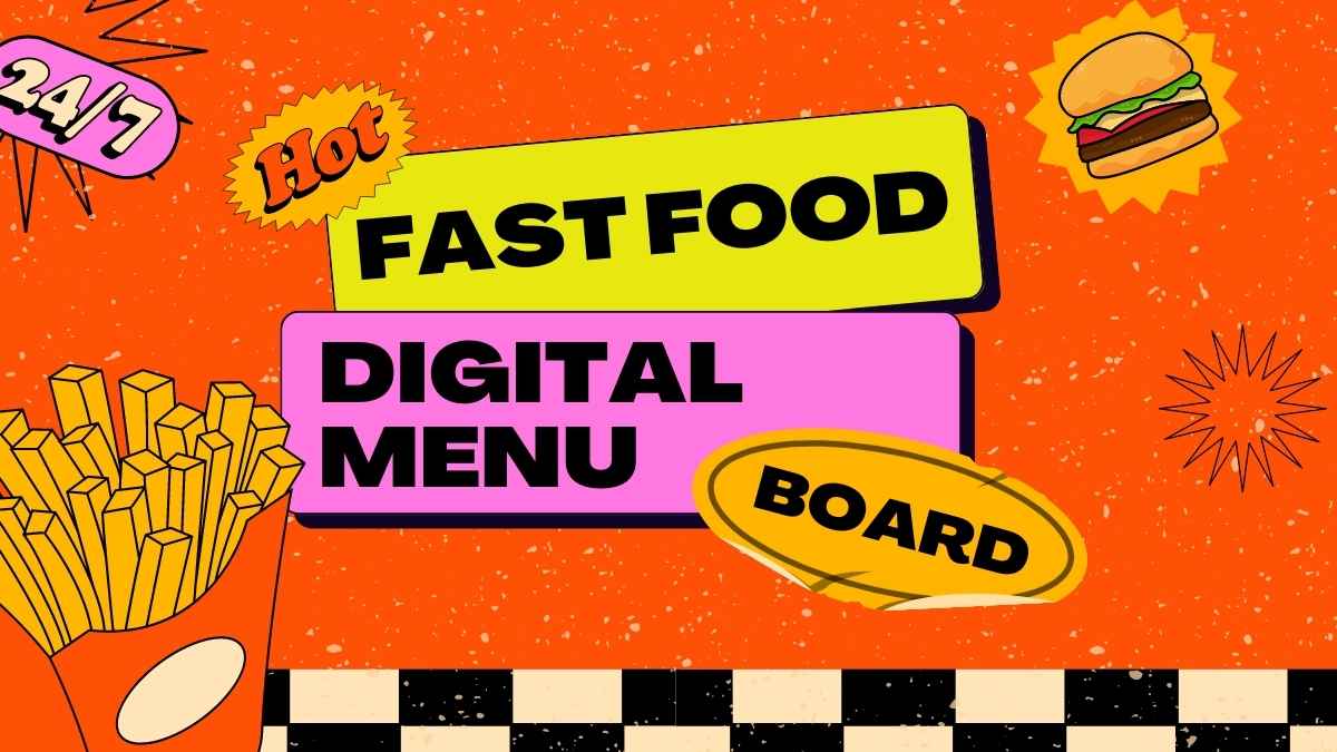 Orange Retro Fast Food Menu Board Slides - slide 1