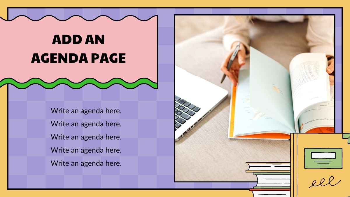 Pastel Checkerboard Scrapbook Colorful Book Report Slides - slide 3