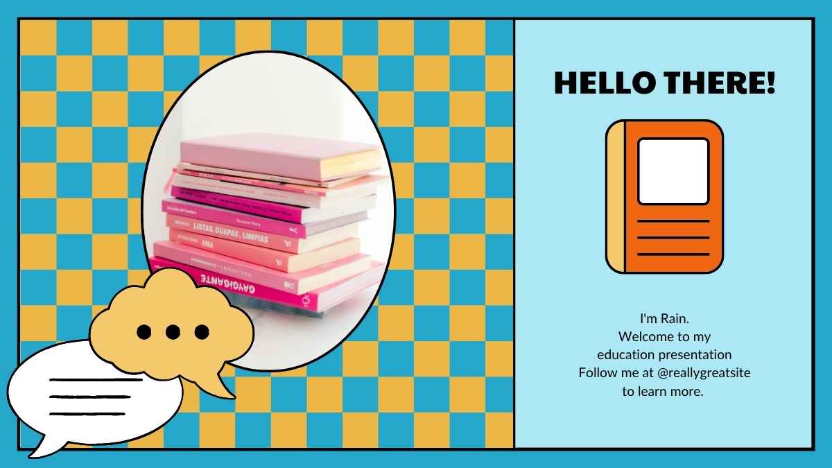 Pastel Checkerboard Scrapbook Colorful Book Report Slides - slide 4