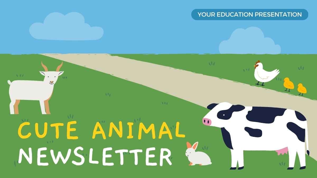 Pastel Illustrative and Cute Animal Newsletter Slides - slide 1