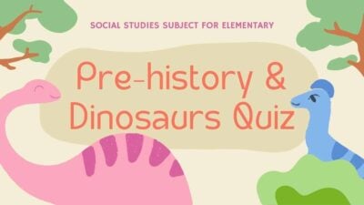 Slides de Quiz de Pré-História Ilustrados em Tons Pastel Fofo