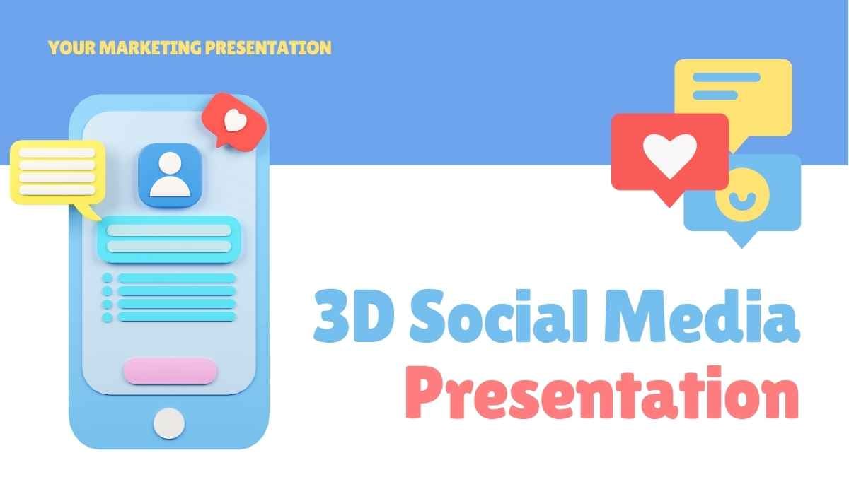 Slides Fofos de Marketing para Mídias Sociais em 3D - deslizar 1