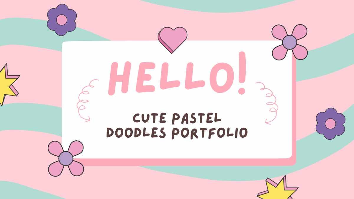 Pink Cute Pastel Doodles Portfolio Slides - slide 1