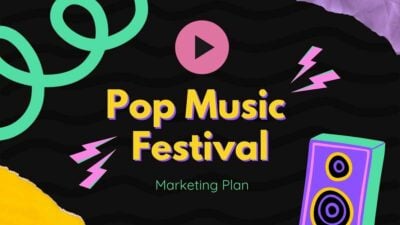 Plan de Marketing para Festival de Música Pop Plantillas Creativas para Negocios en Negro