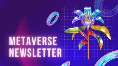 Slides de Newsletter do Metaverso Futurista e Colorido em Roxo