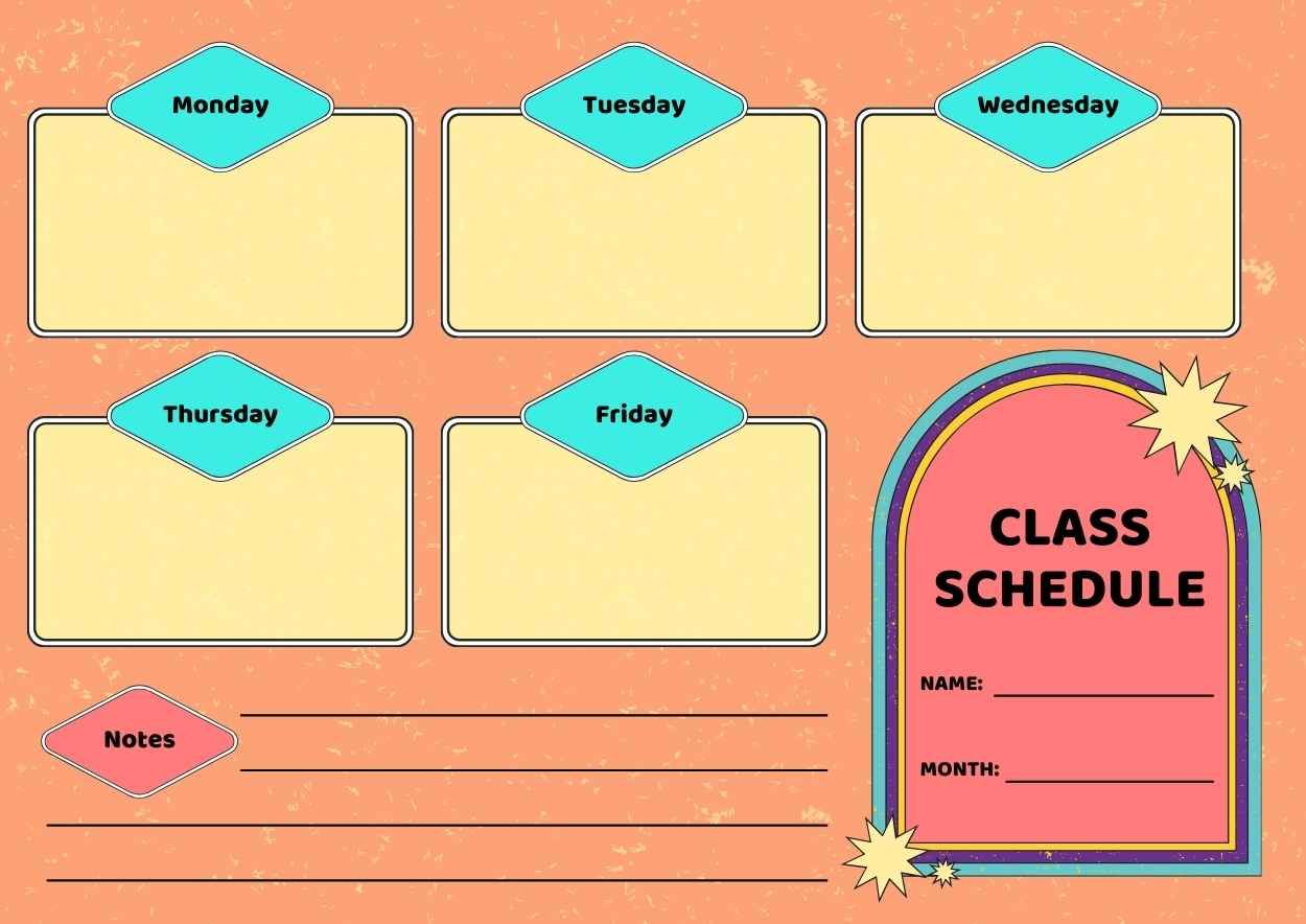 Retro Class Schedule - slide 1