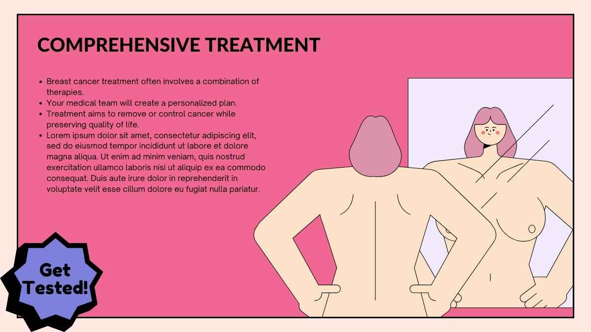 Slides de Brochura Ilustradas com Tema Retrô sobre Câncer de Mama - deslizar 11