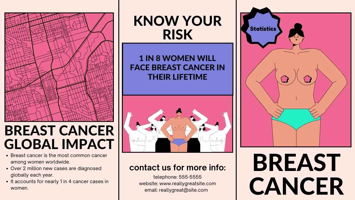 Retro Illustrated Breast Cancer Brochure Slides - slide 4