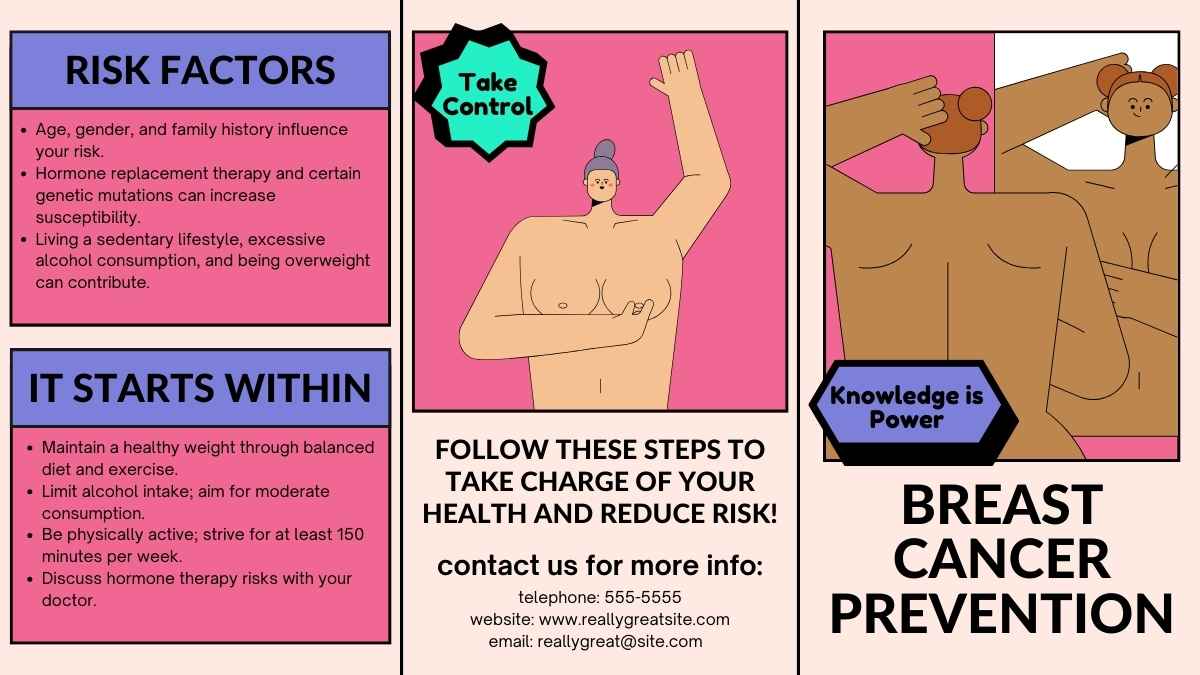 Retro Illustrated Breast Cancer Brochure Slides - slide 8