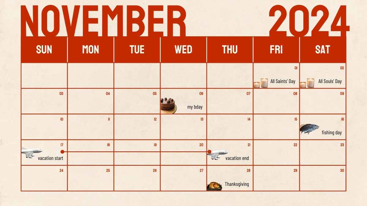 Slide Kalender Harian Bergaya Retro untuk Bulan November - slide 4