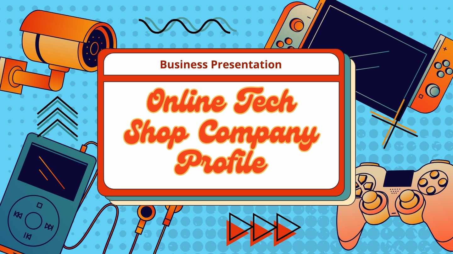 Retro Online Tech Shop Company Profile Slides - slide 1