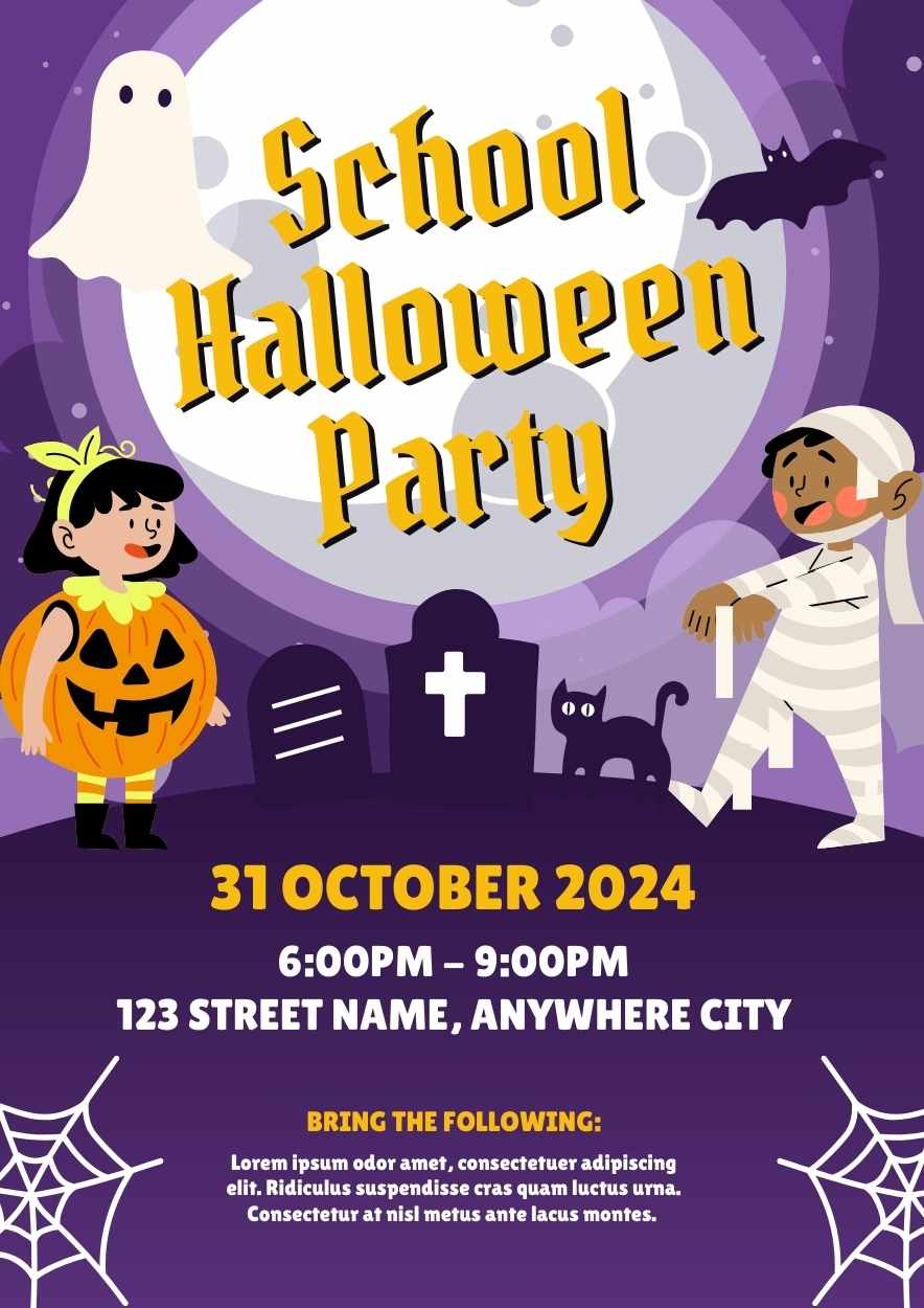 School Halloween Party Poster for Students - slide 1