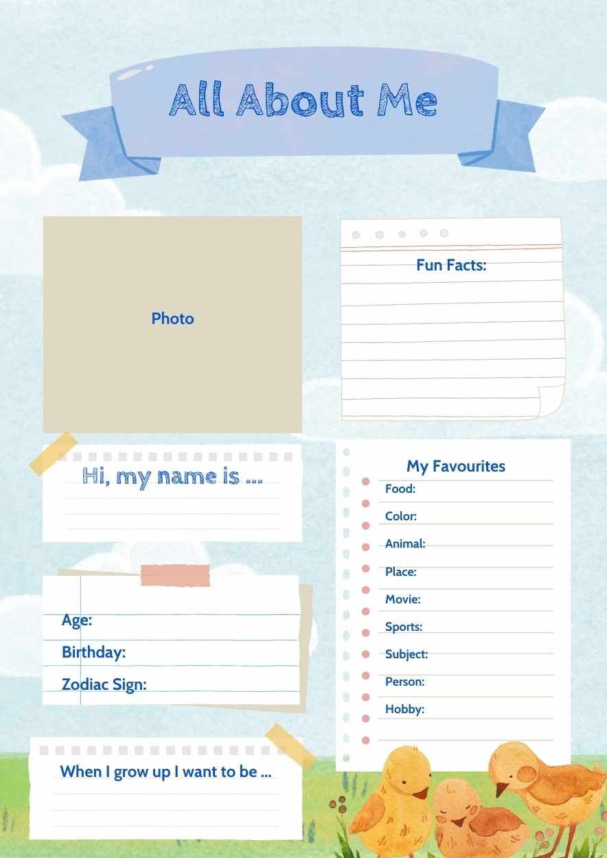 Scrapbook All About Me Worksheet - diapositiva 1