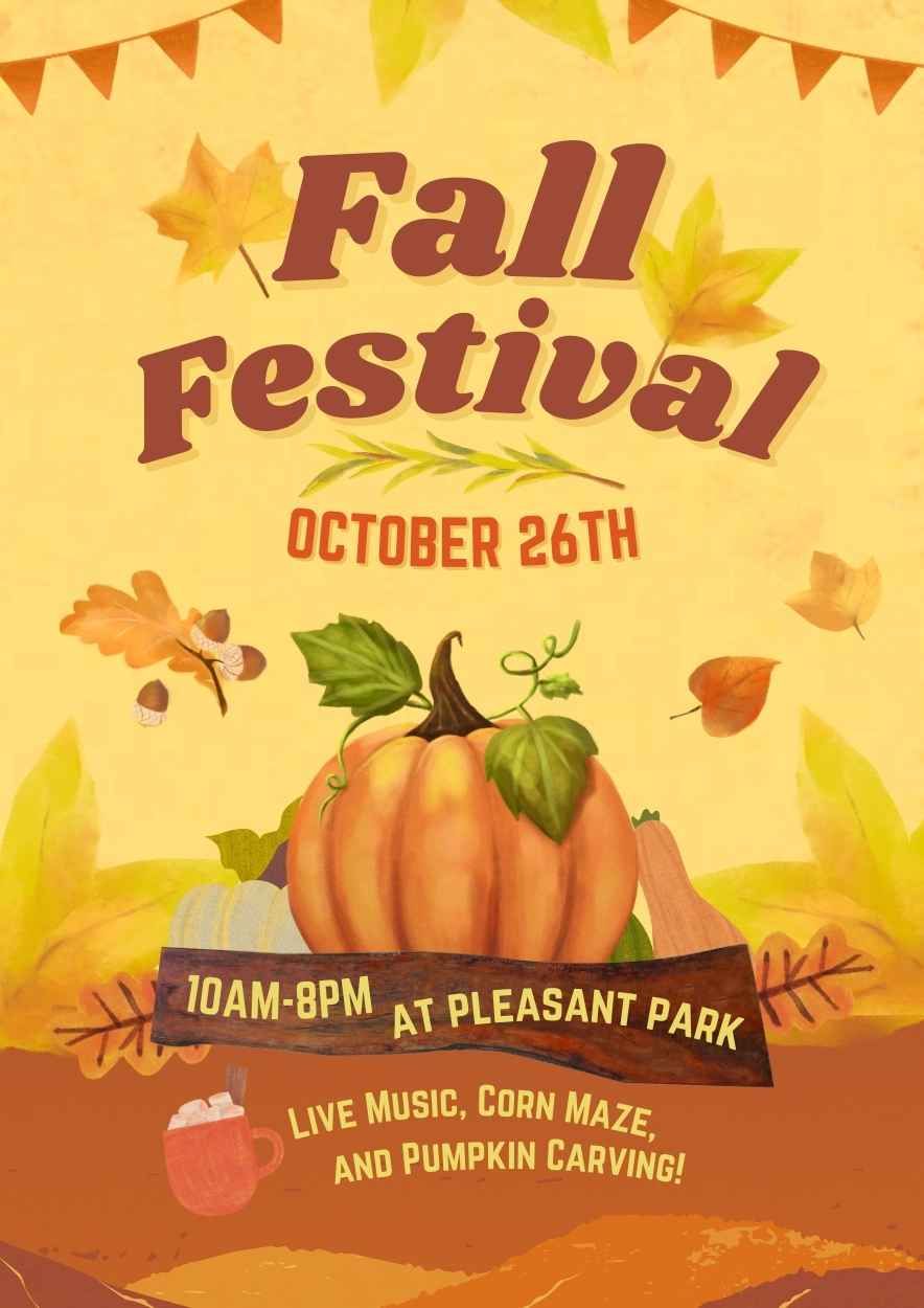 Illustrated Fall Festival Poster - slide 1