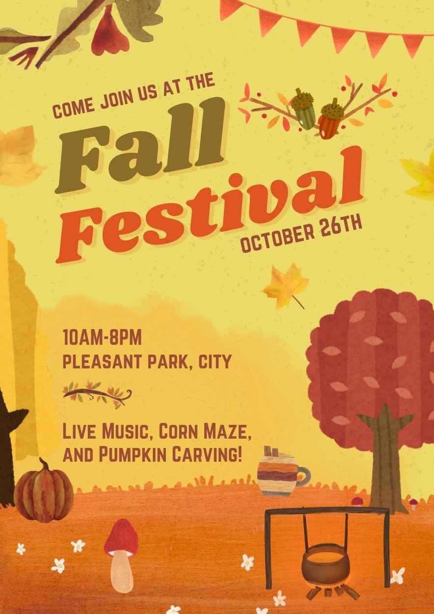 Illustrated Fall Festival Poster - slide 2