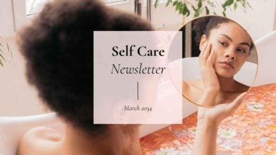 Pink Self Care Newsletter Elegant Minimal Pastel Slides