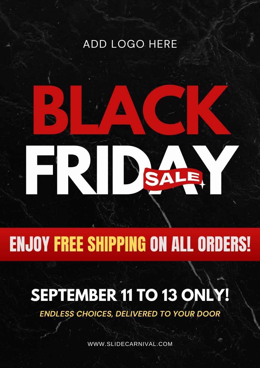 Simple Bold Free Shipping Promotions Black Friday Flyer - slide 3