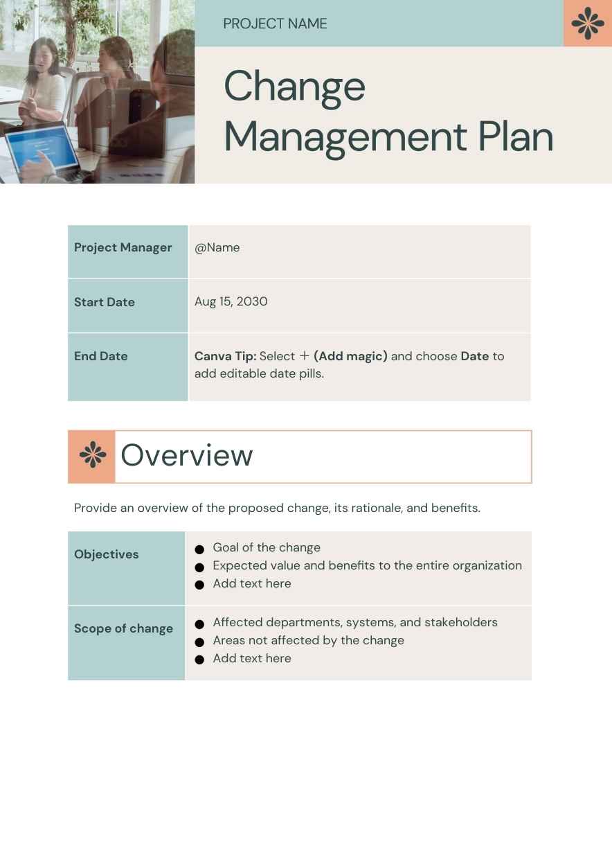 Simple Change Management Plan - slide 1