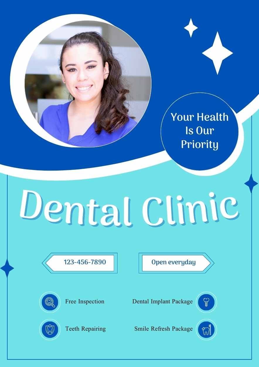 Simple Dental Clinic Poster for Dentist - slide 1