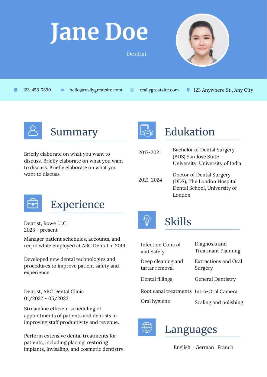 Simple Dentist CV Resume - slide 1