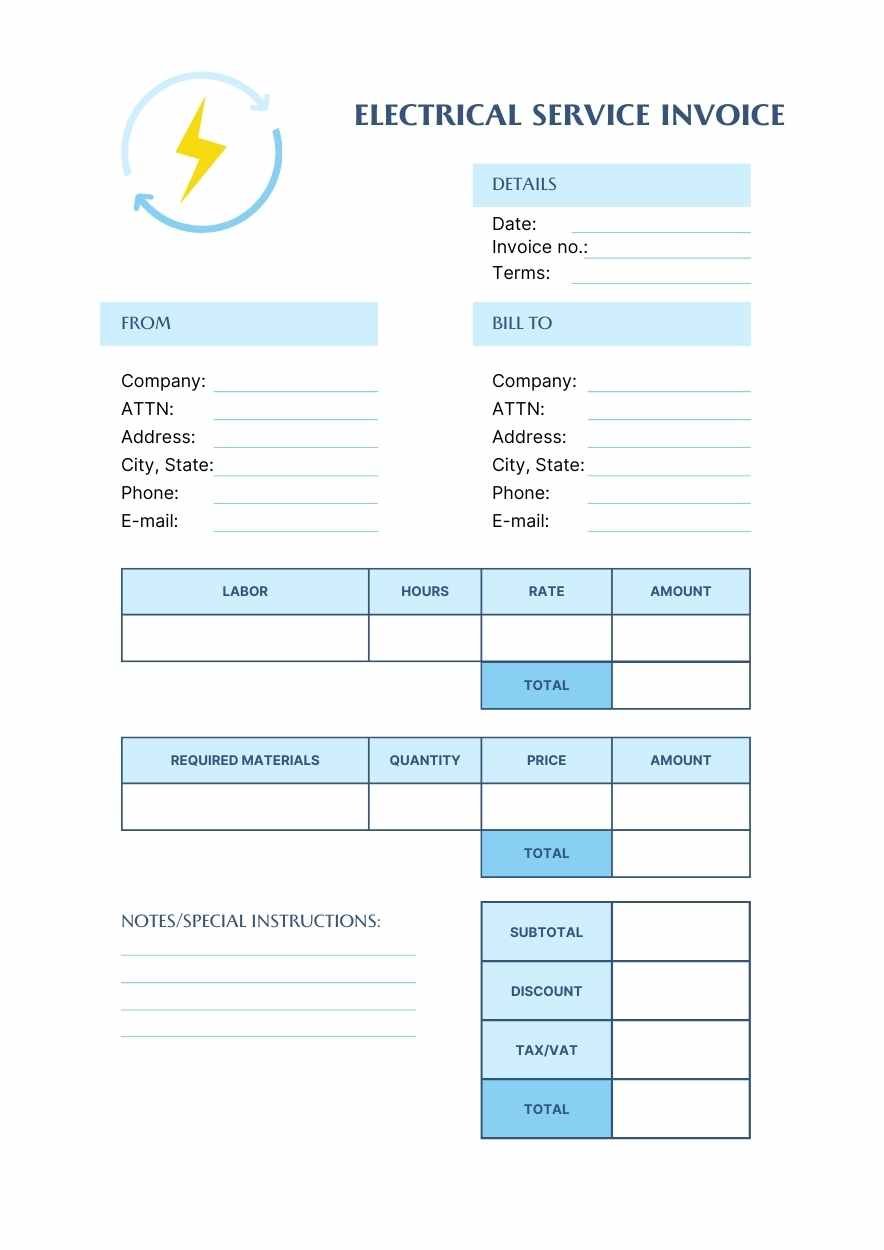 シンプルでかわいい電気工事請負業者の請求書 - slide 3