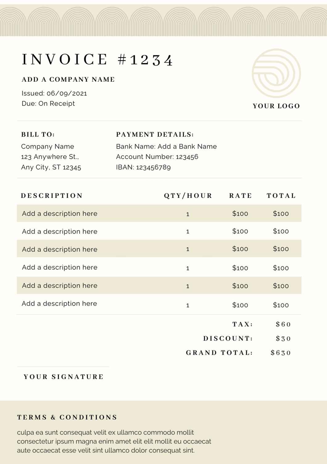 Simple Generic Invoice Template - slide 1