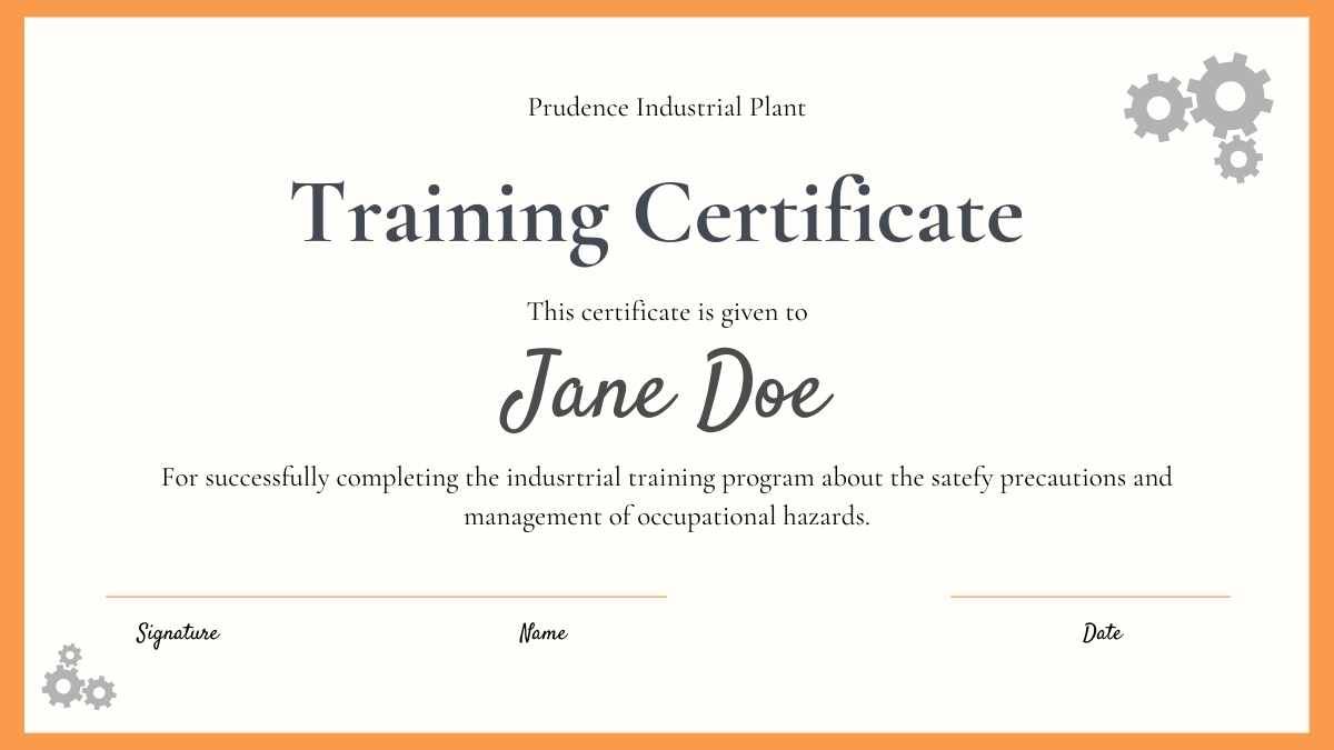 Simple Industrial Training Certificate - diapositiva 2