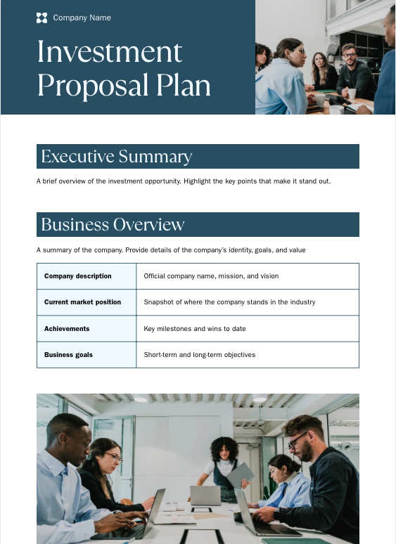 Simple Investment Proposal Plan - slide 1