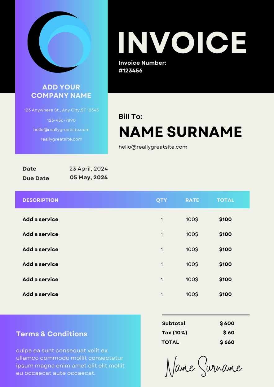 Simple Invoice Template for Business - slide 1