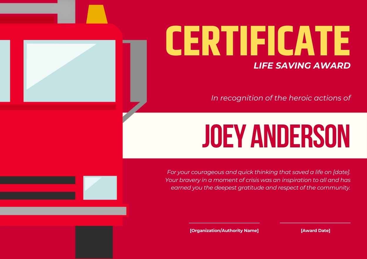 Simple Life Saving Award Certificate - slide 3