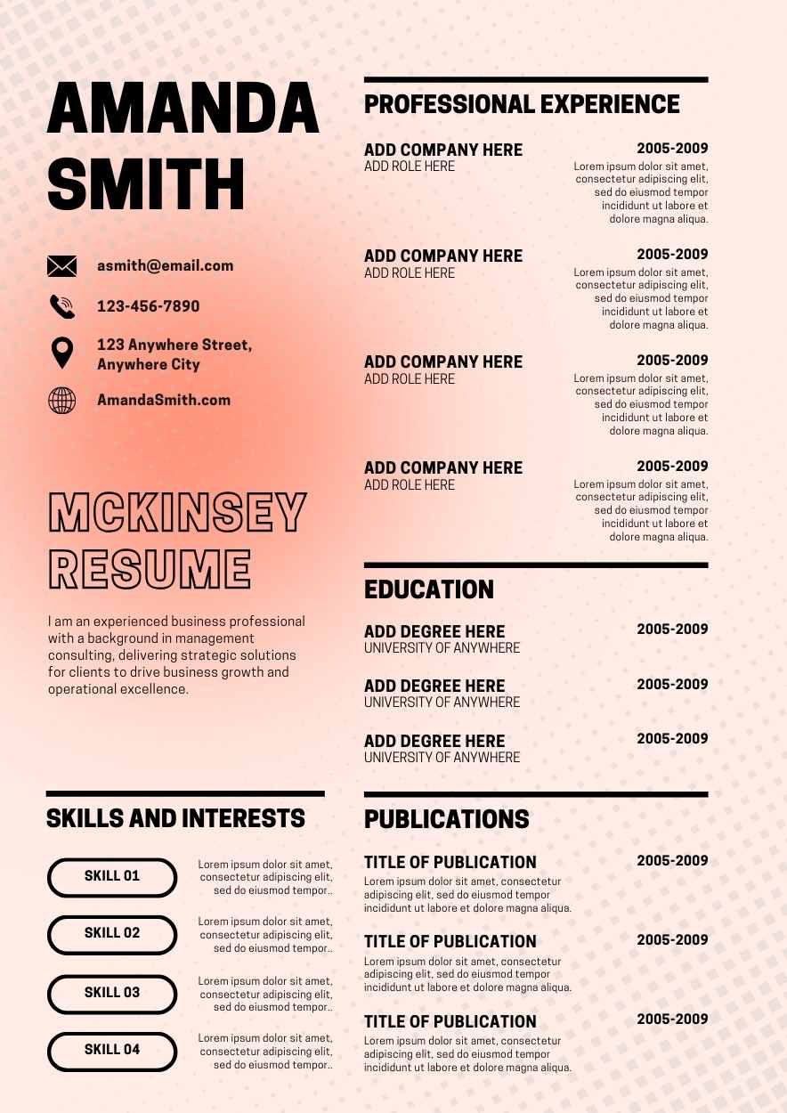 Simple McKinsey CV Resume - slide 1